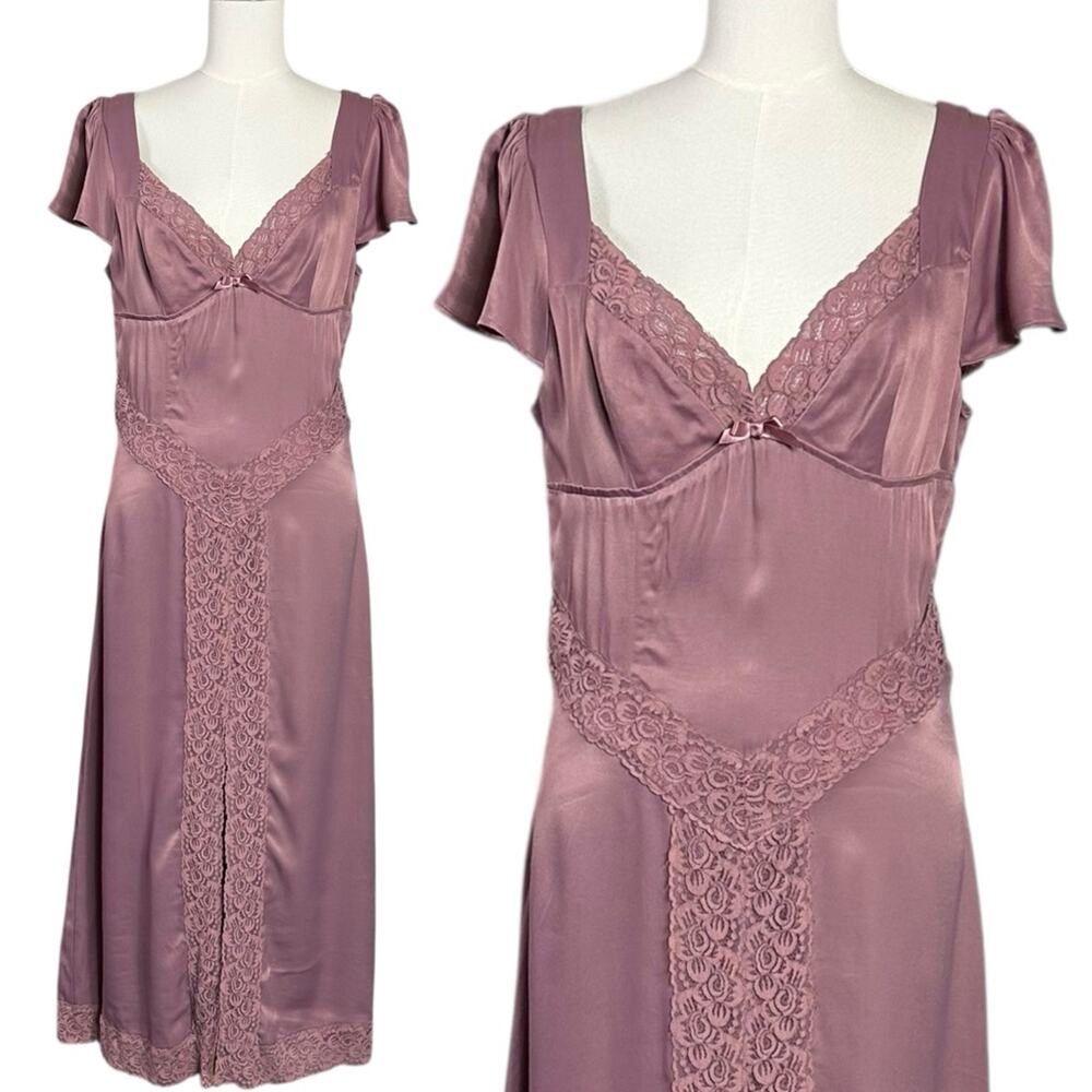 Free People Pink Skies Dainty Silky Lace Midi Dress in Nostalgia Rose XL - Picture 5 of 10